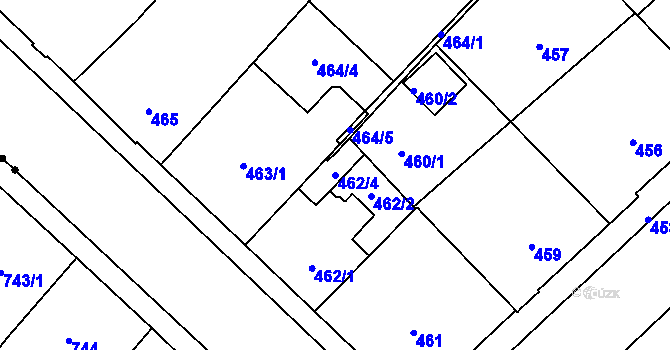 Parcela st. 462/4 v KÚ Veveří, Katastrální mapa