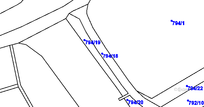 Parcela st. 794/18 v KÚ Veveří, Katastrální mapa