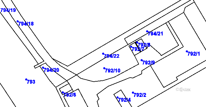 Parcela st. 794/22 v KÚ Veveří, Katastrální mapa