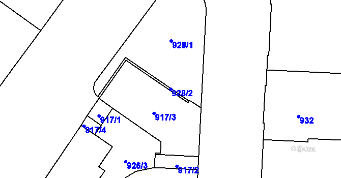 Parcela st. 928/2 v KÚ Veveří, Katastrální mapa