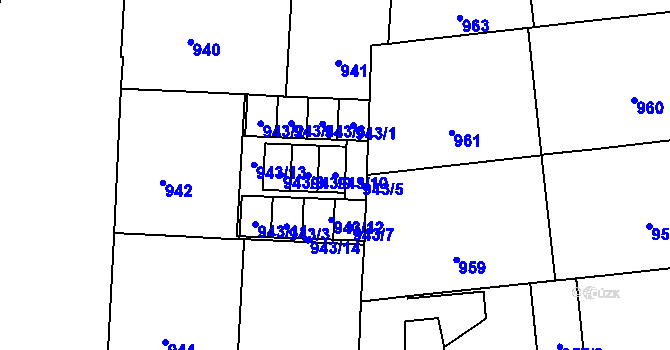 Parcela st. 943/10 v KÚ Veveří, Katastrální mapa