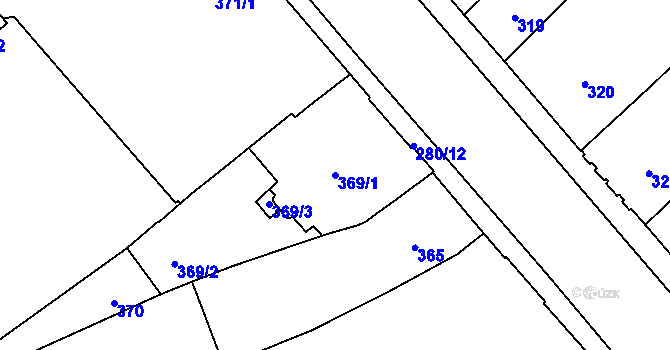 Parcela st. 369/1 v KÚ Veveří, Katastrální mapa