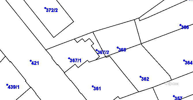 Parcela st. 367/2 v KÚ Veveří, Katastrální mapa