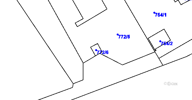 Parcela st. 772/6 v KÚ Veveří, Katastrální mapa