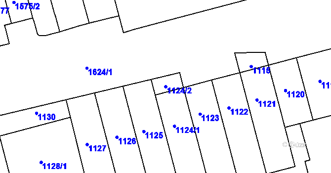 Parcela st. 1124/2 v KÚ Veveří, Katastrální mapa