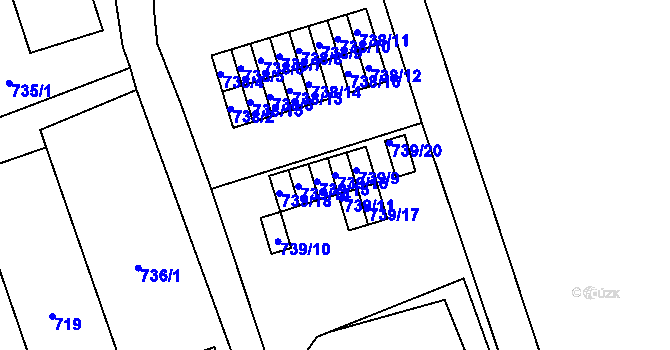 Parcela st. 739/16 v KÚ Veveří, Katastrální mapa