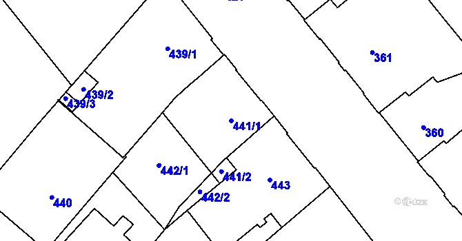 Parcela st. 441/1 v KÚ Veveří, Katastrální mapa