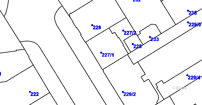 Parcela st. 227/1 v KÚ Veveří, Katastrální mapa