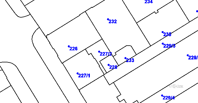 Parcela st. 227/2 v KÚ Veveří, Katastrální mapa