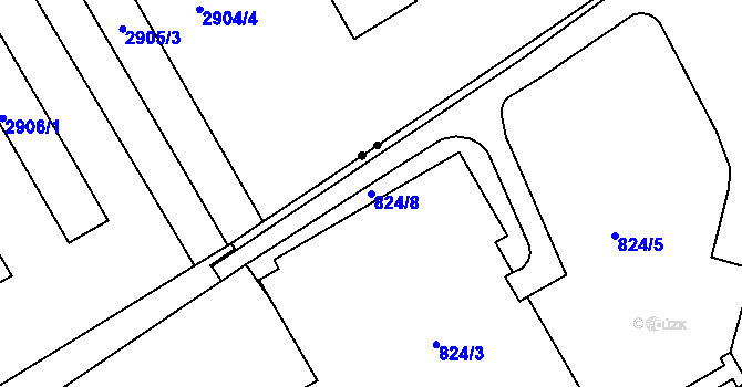 Parcela st. 824/8 v KÚ Veveří, Katastrální mapa