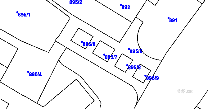 Parcela st. 895/7 v KÚ Veveří, Katastrální mapa