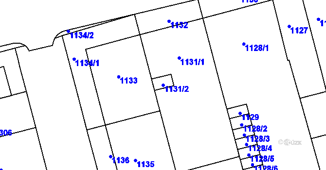 Parcela st. 1131/2 v KÚ Veveří, Katastrální mapa