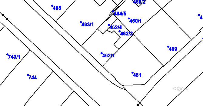 Parcela st. 462/1 v KÚ Veveří, Katastrální mapa