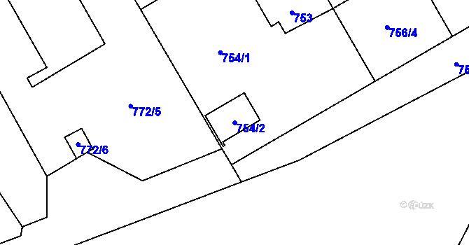 Parcela st. 754/2 v KÚ Veveří, Katastrální mapa