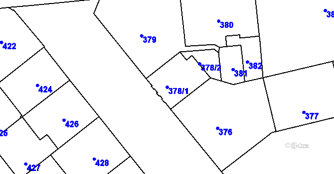 Parcela st. 378/1 v KÚ Veveří, Katastrální mapa
