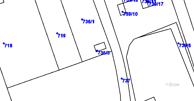 Parcela st. 736/3 v KÚ Veveří, Katastrální mapa