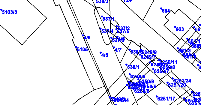 Parcela st. 4/5 v KÚ Žabovřesky, Katastrální mapa