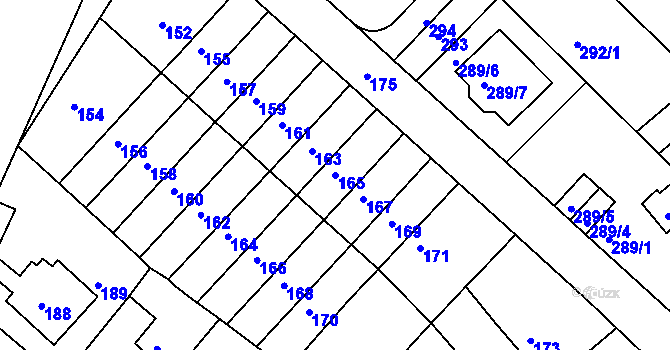 Parcela st. 165 v KÚ Žabovřesky, Katastrální mapa