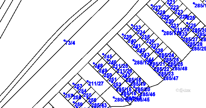 Parcela st. 245 v KÚ Žabovřesky, Katastrální mapa
