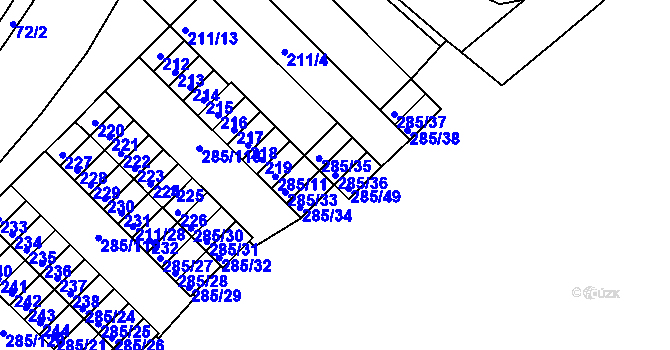 Parcela st. 285/36 v KÚ Žabovřesky, Katastrální mapa