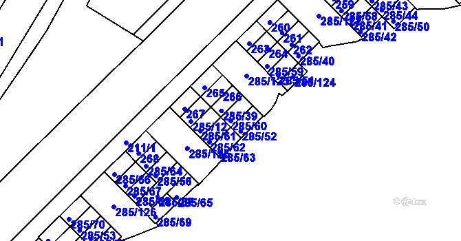 Parcela st. 285/60 v KÚ Žabovřesky, Katastrální mapa
