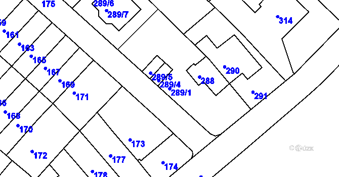 Parcela st. 289/1 v KÚ Žabovřesky, Katastrální mapa