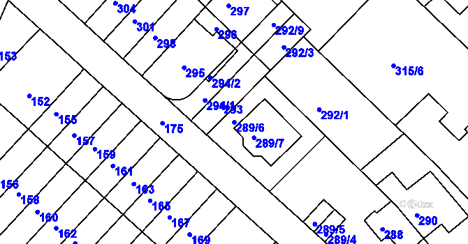 Parcela st. 289/6 v KÚ Žabovřesky, Katastrální mapa