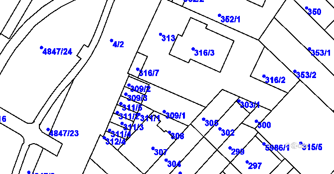 Parcela st. 316/6 v KÚ Žabovřesky, Katastrální mapa