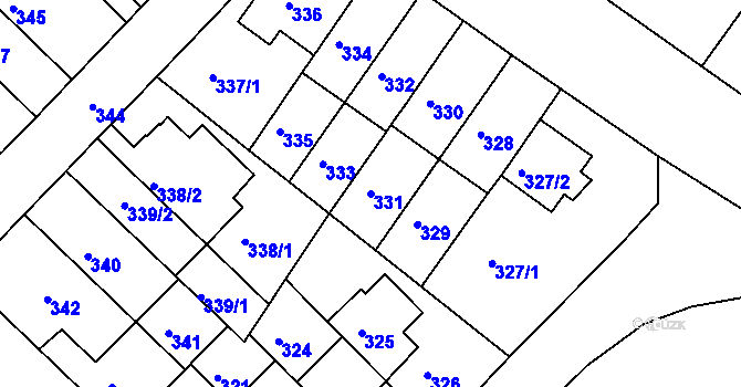 Parcela st. 331 v KÚ Žabovřesky, Katastrální mapa
