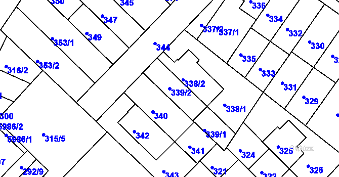 Parcela st. 339/2 v KÚ Žabovřesky, Katastrální mapa