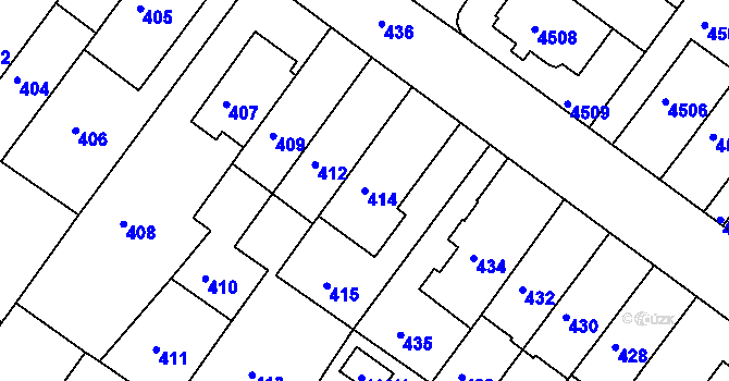 Parcela st. 414 v KÚ Žabovřesky, Katastrální mapa