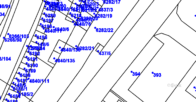 Parcela st. 437/5 v KÚ Žabovřesky, Katastrální mapa