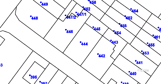 Parcela st. 444 v KÚ Žabovřesky, Katastrální mapa