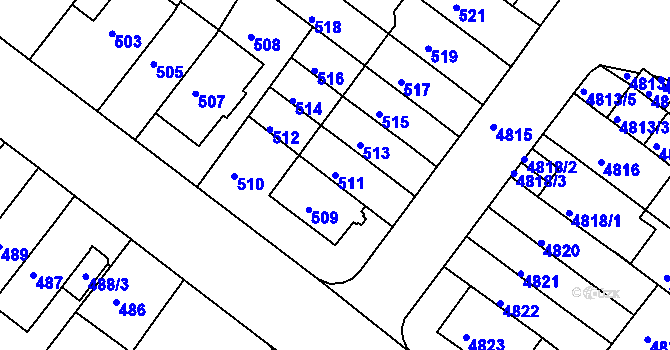 Parcela st. 511 v KÚ Žabovřesky, Katastrální mapa