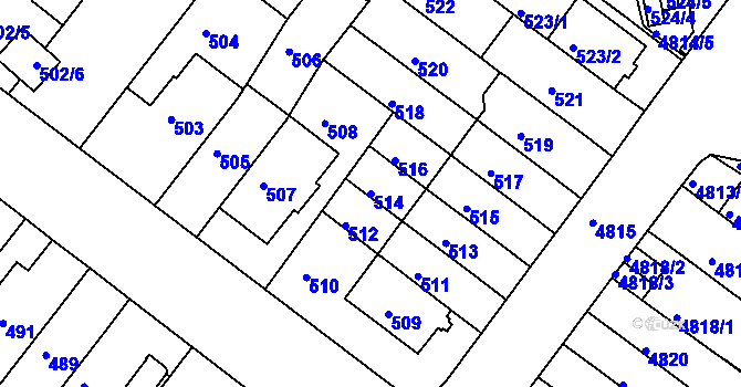 Parcela st. 514 v KÚ Žabovřesky, Katastrální mapa