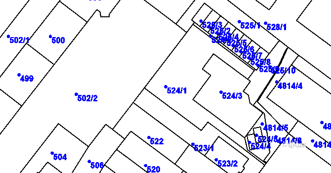 Parcela st. 524/1 v KÚ Žabovřesky, Katastrální mapa