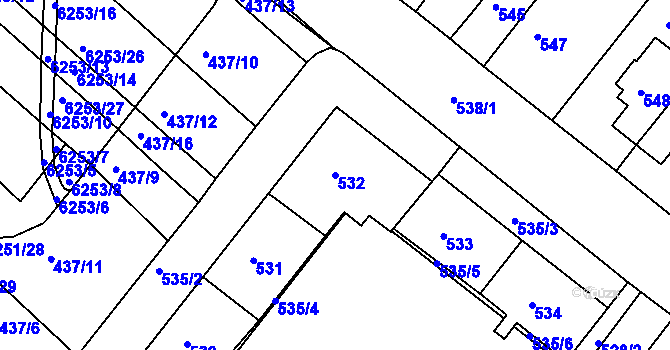 Parcela st. 532 v KÚ Žabovřesky, Katastrální mapa