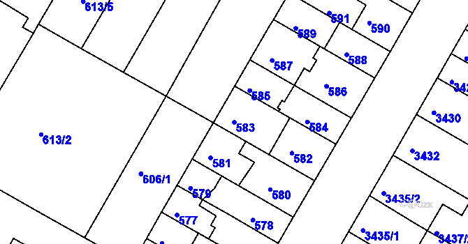 Parcela st. 583 v KÚ Žabovřesky, Katastrální mapa