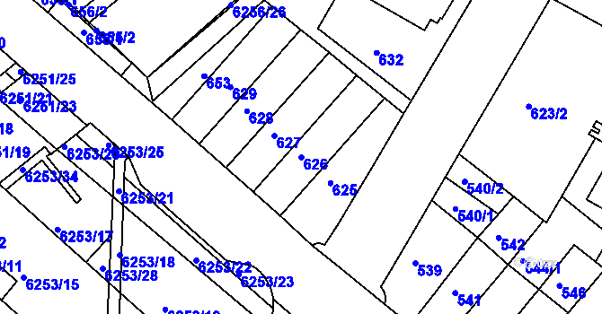 Parcela st. 626 v KÚ Žabovřesky, Katastrální mapa