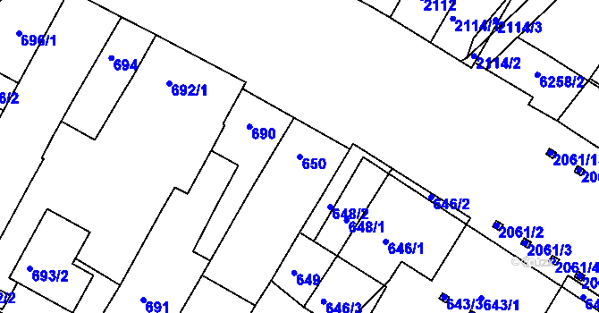 Parcela st. 650 v KÚ Žabovřesky, Katastrální mapa