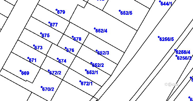 Parcela st. 652/3 v KÚ Žabovřesky, Katastrální mapa
