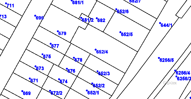 Parcela st. 652/4 v KÚ Žabovřesky, Katastrální mapa