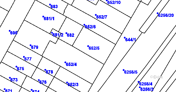 Parcela st. 652/5 v KÚ Žabovřesky, Katastrální mapa