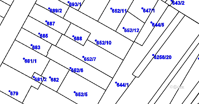 Parcela st. 652/8 v KÚ Žabovřesky, Katastrální mapa