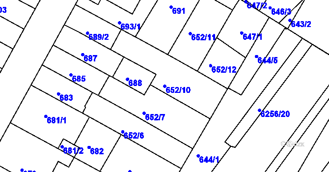 Parcela st. 652/10 v KÚ Žabovřesky, Katastrální mapa
