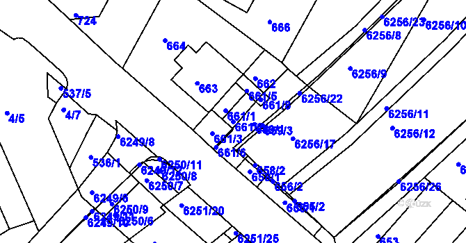 Parcela st. 661/2 v KÚ Žabovřesky, Katastrální mapa