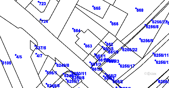 Parcela st. 663 v KÚ Žabovřesky, Katastrální mapa