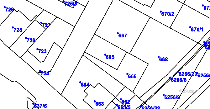 Parcela st. 665 v KÚ Žabovřesky, Katastrální mapa