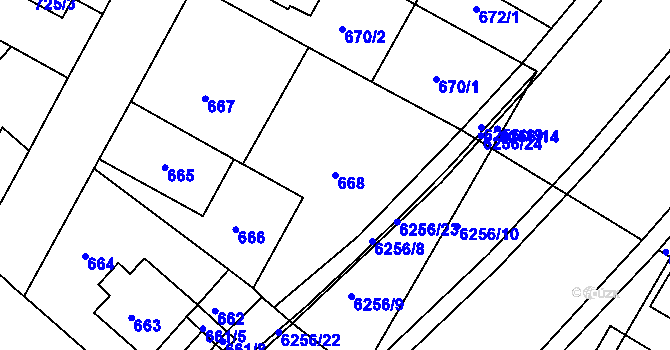 Parcela st. 668 v KÚ Žabovřesky, Katastrální mapa