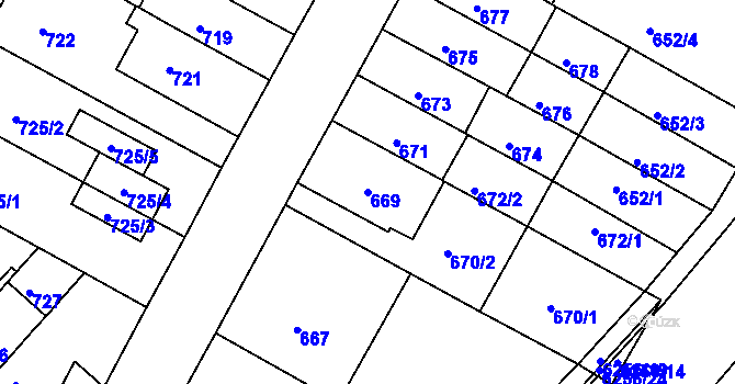 Parcela st. 669 v KÚ Žabovřesky, Katastrální mapa